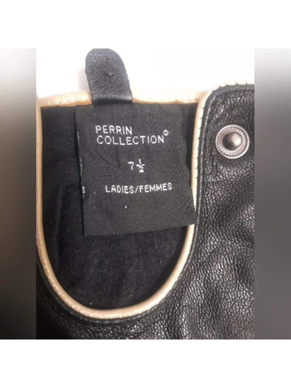 Perin Collection - Black Leather Gloves - Size: 7.5